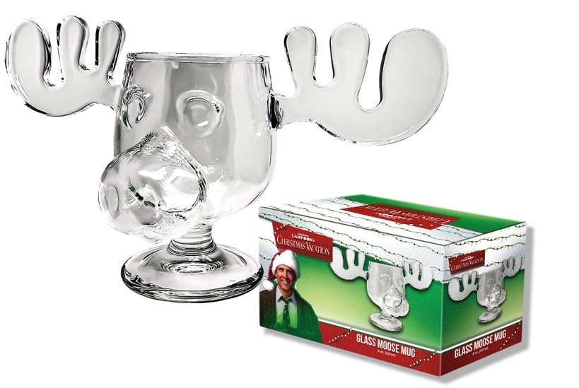 Spoontiques - National Lampoon’s Christmas Vacation Glass Moose Cup - Griswold Moose Mug - 4.5” - 8 Ounce, Glass