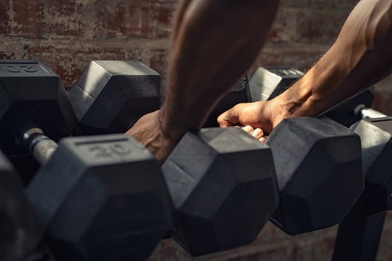 Fitvids Premium Rubber Coated Hex Dumbbell Weight Set, Multiple Packages