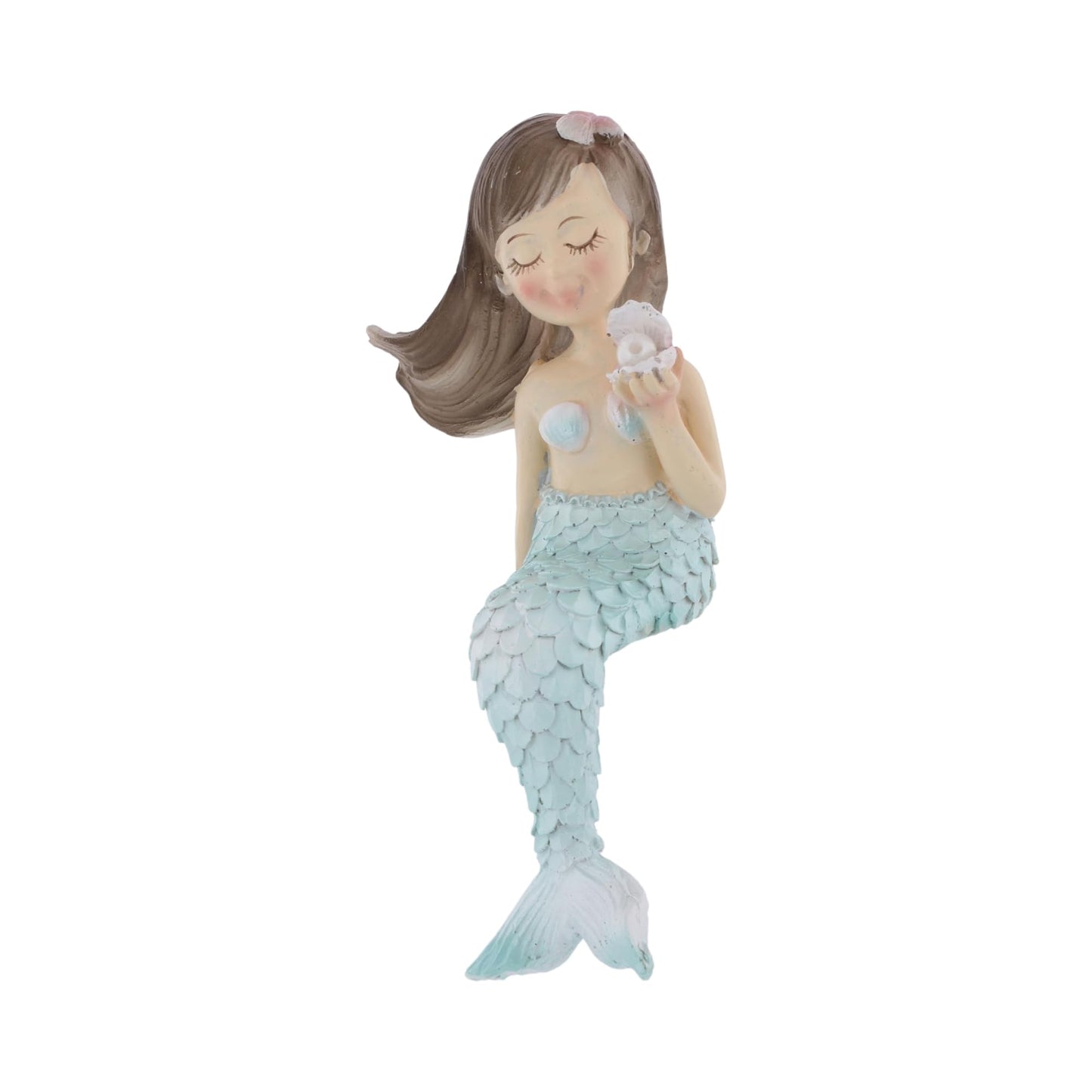 The Bridge Collection Set of 2 Mermaid Shelf Sitters – Cute Coastal Mermaid Figurines Designed for Shelf and Counter Edges – Adorable Nautical Beach House Decor