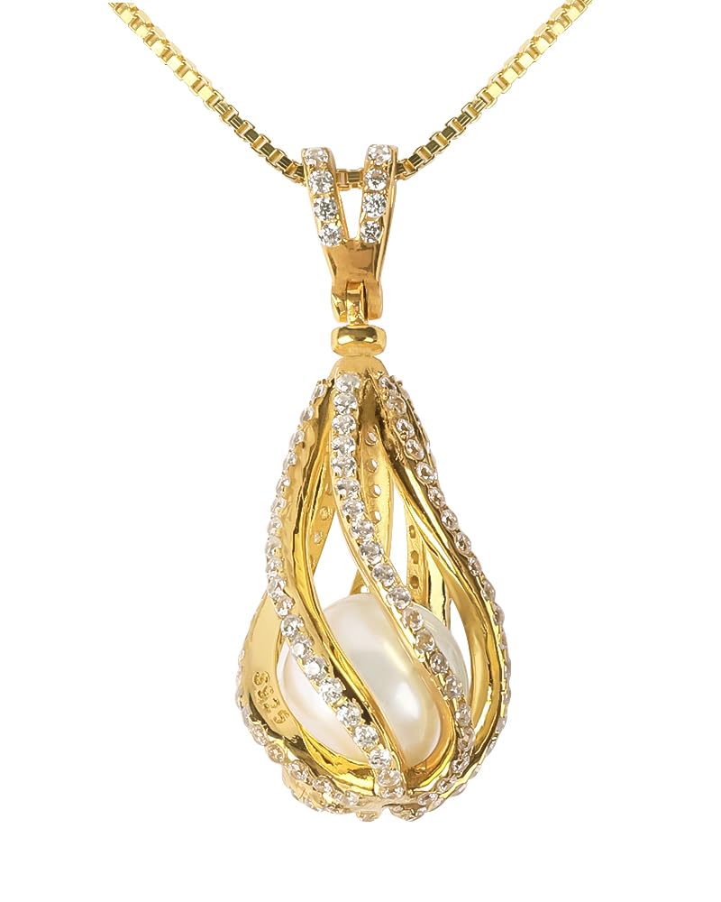 Gifts For Wife Wedding Anniversary - Mothers day gifts - AAA+ Real Pearl Necklaces For Women (18k Gold Plating 925 Sterling Silver) Mothers day necklace ideas Birthday Freshwater Pearl Necklace