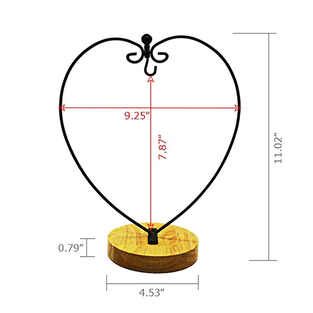WAJJ Ornament Display Stand for Hanging Glass Terrarium Wood Base Creative Decoration for Home Garden Wedding Party Festival (Heart)