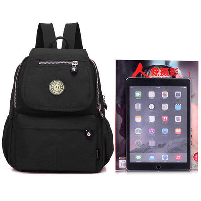 XUEREY Women's Small Handbag Nylon Shoulder Bag Casual Day Pack Multi-Pocket Casual Waterproof Nylon Bags Travel School Bag Laptop Backpack (Black)
