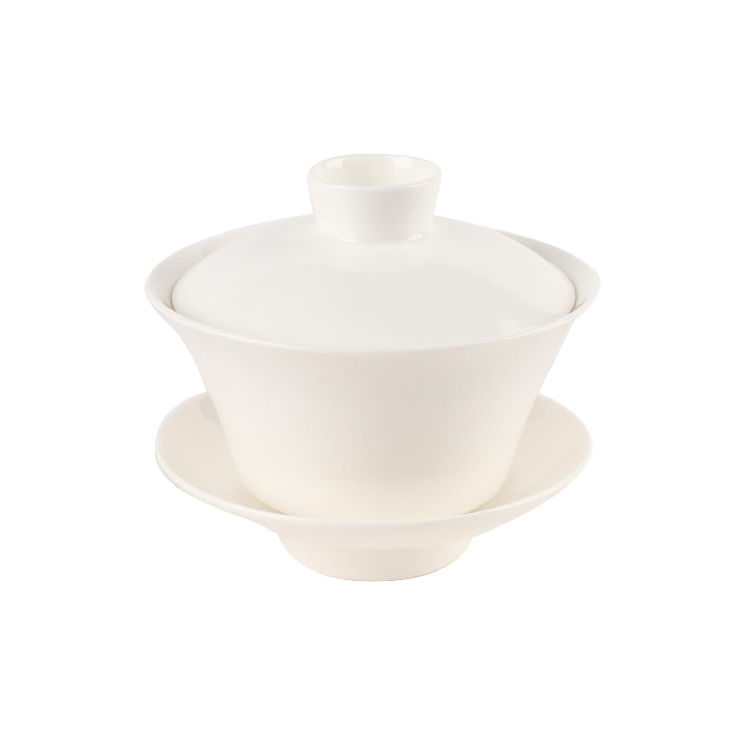 SILINE Porcelain 12 Oz/ 360ml Large Gaiwan Tea Bowl Set,Fine Bone China Teacup for Brew Kung Fu Tea (White)