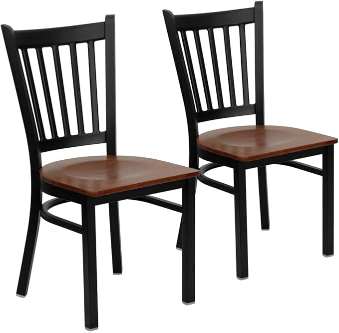 Flash Furniture 2 Pack HERCULES Series Black Vertical Back Metal Restaurant