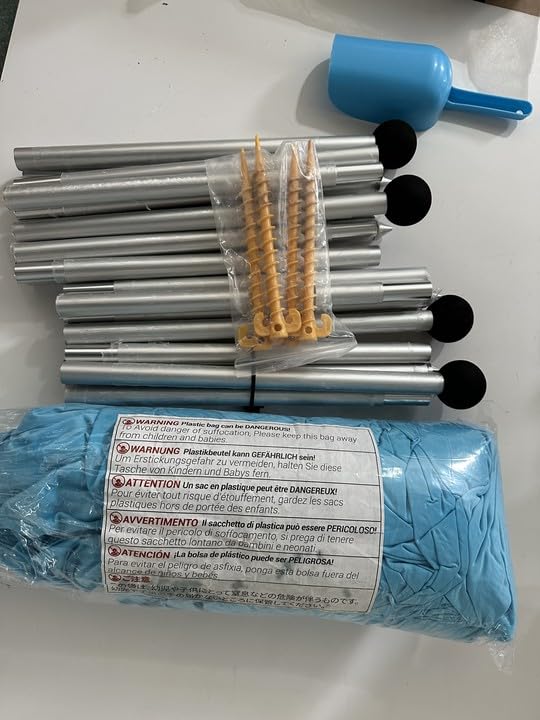 Sportneer Beach Tent, 10x10FT Beach Canopy Sun Shelter UPF50+ with Sandbags, Sand Shovels, Ground Pegs & Stability Poles, Outdoor Beach Shade Canopy for Beach Camping Fishing