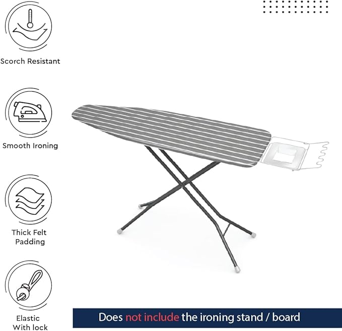 Encasa XO Ironing Board Cover and Pad 49"x18" - 4mm Felt Wide Iron Board Cover