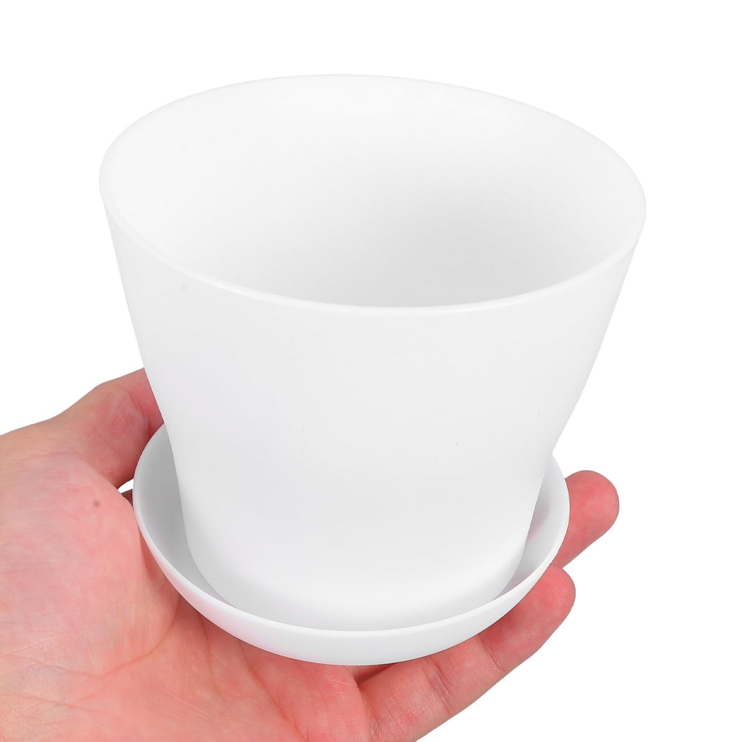 BEBEMOKO 12pcs White Small Succulent Planter Pot Set with Drainage Tray, Breathable Plastic Planting Containers for Indoor Garden and Orchid Pots