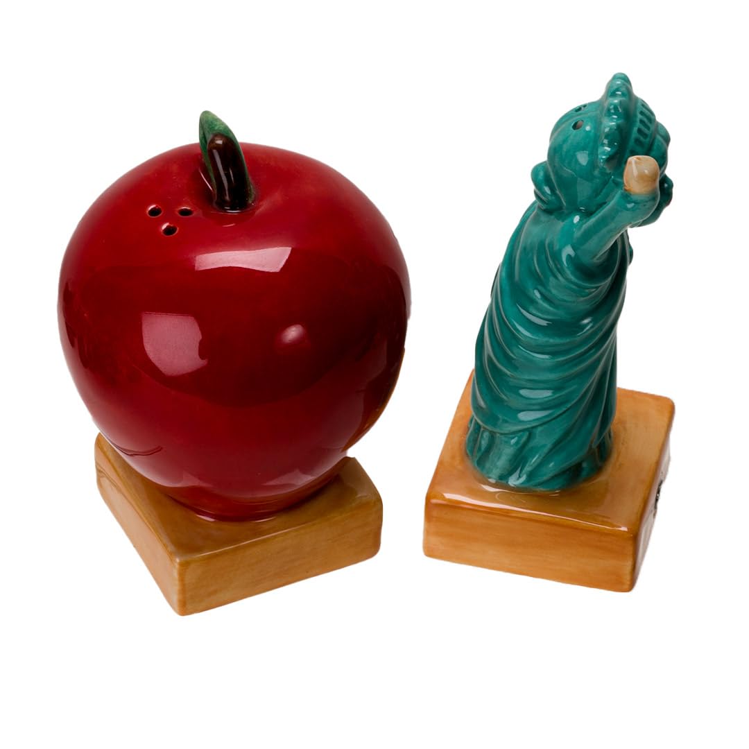 Pacific Giftware Empire State Apple and Liberty Ceramic Salt and Pepper Shakers
