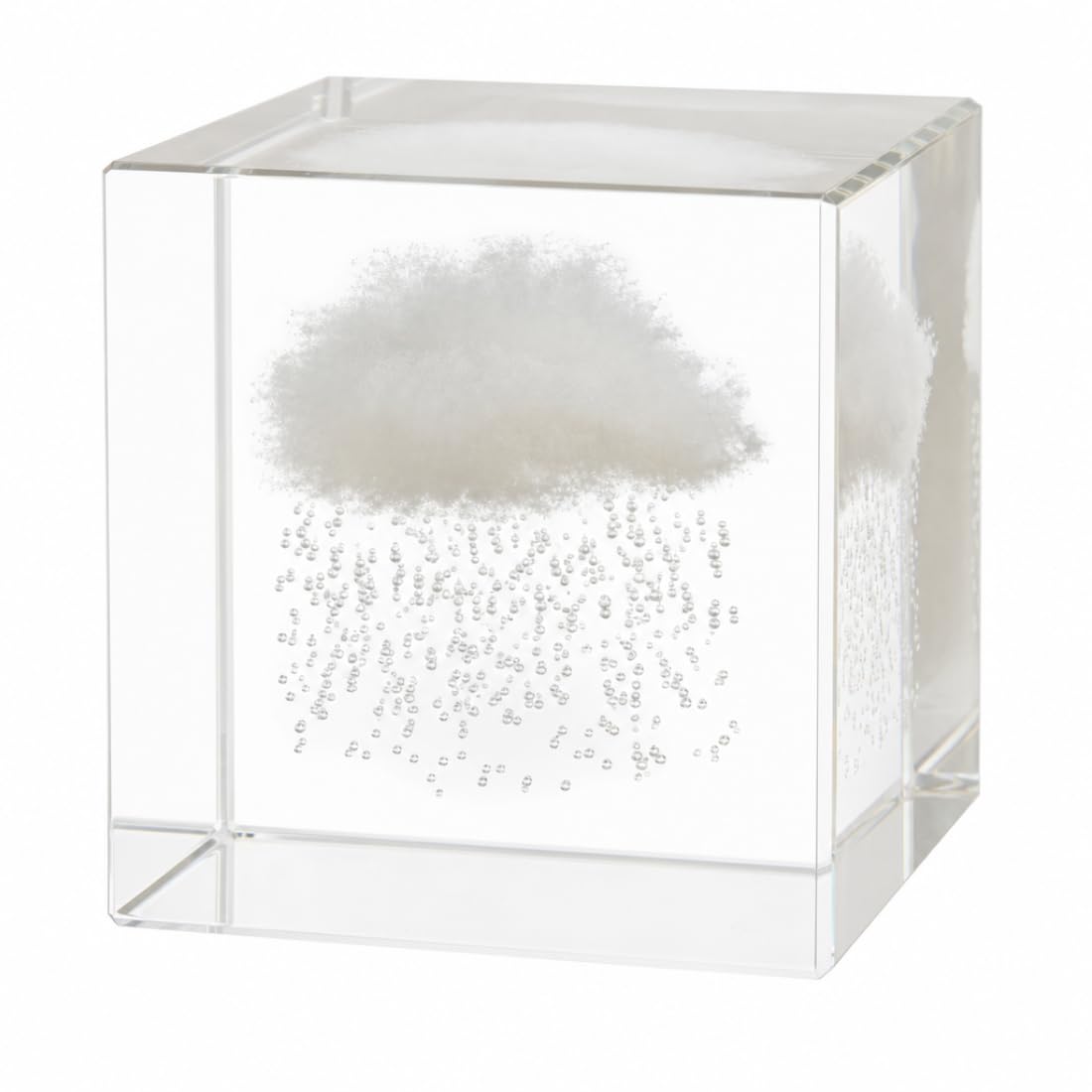 VOXTURA Small Decorative Paper Weight - Aesthetic Cute Crystal for Desk Shelf Sitter Office Decor - Rain Cloud Cube, Stress Relief Gifts for Coworkers (2.4")