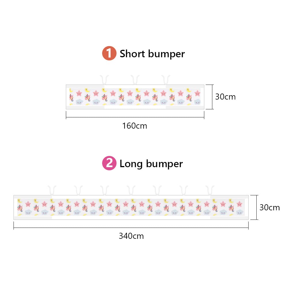 Vicloon Cot Bumper, 2Pcs Breathable Mesh Cot Liner, Crib Rail Cover Baby Crib Bumper, Baby Boys Girls Nursery Breathable Crib Bed Liner Bumper (Unicorn）