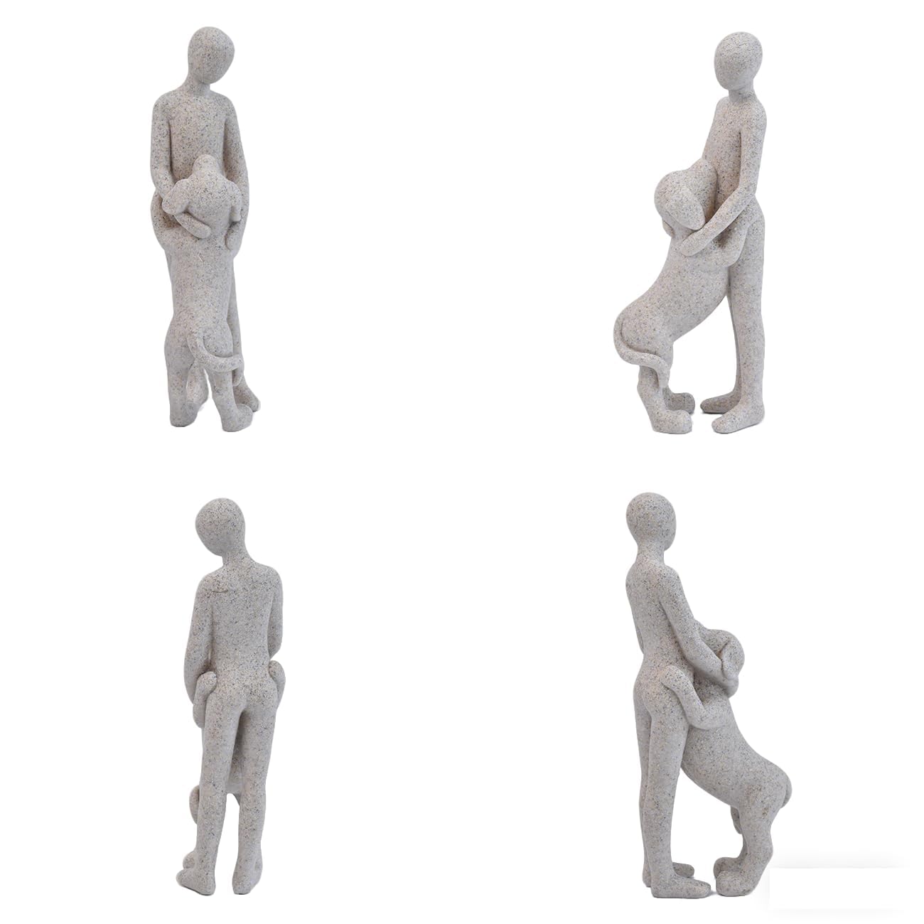JIALINXIA Man and Dog Figurine, Abstract Resin Memorial Sculpture, Humans and Dogs Standing Statue B, Pet Memorial Home Office Shelf Decor Gift