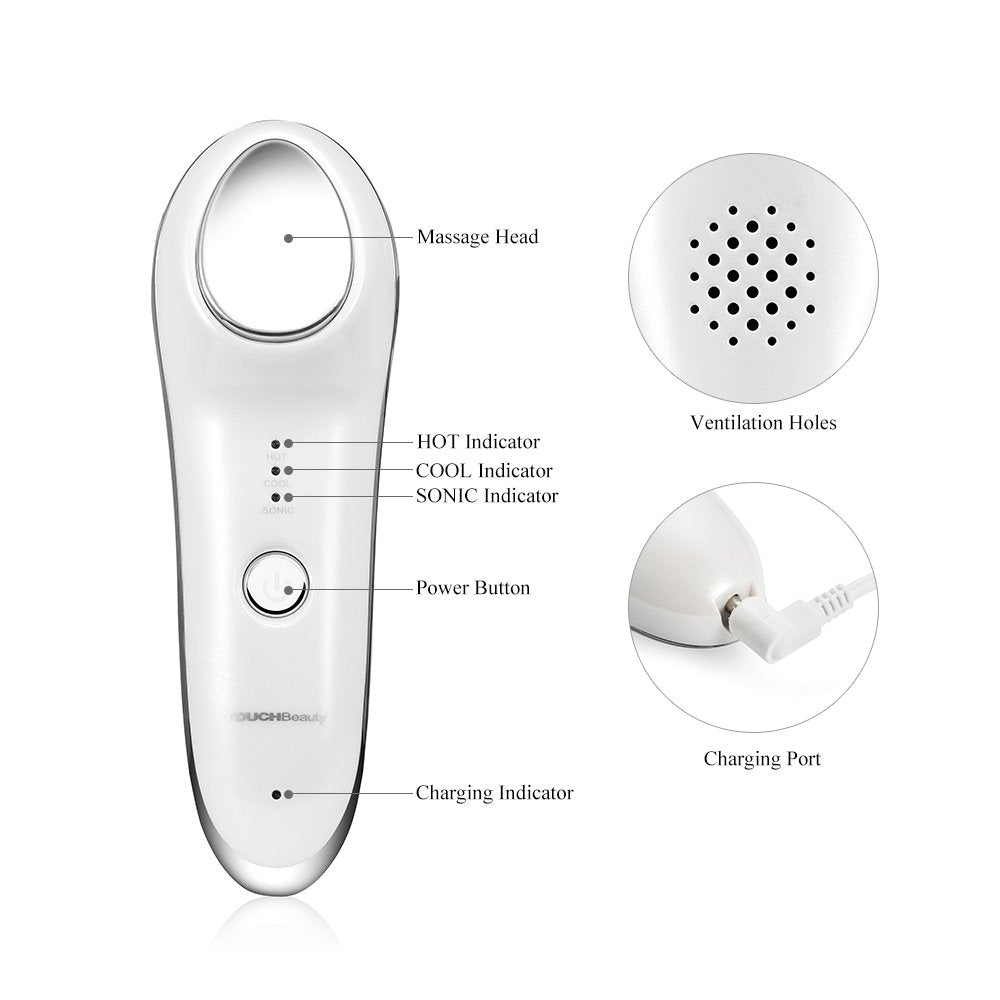TOUCHBeauty Hot & Cold Facial Massager - Handheld Vibration Skin Rejuvenating Relaxation Device for Smoother Tighter Face, Skincare Warming & Cooling Beauty Tool for Women