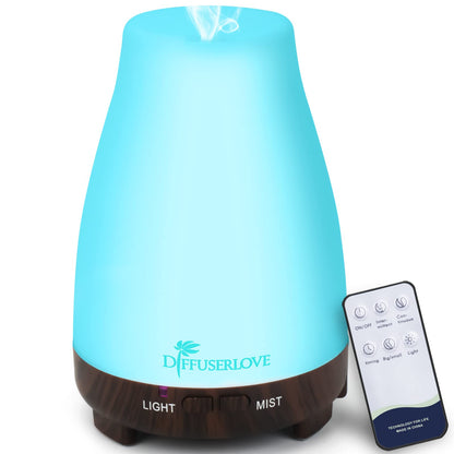 Diffuserlove Essential Oil Diffusers 200ML Remote Control Ultrasonic Mist Humidifiers BPA-Free Aromatherapy Diffuser with 7 Color Lights, Auto Shut-Off for Bedroom Office Kitchen