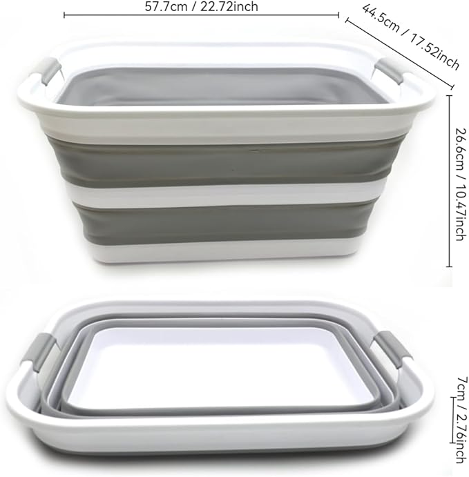 SAMMART 42L Set of 2 Collapsible Plastic Laundry Basket