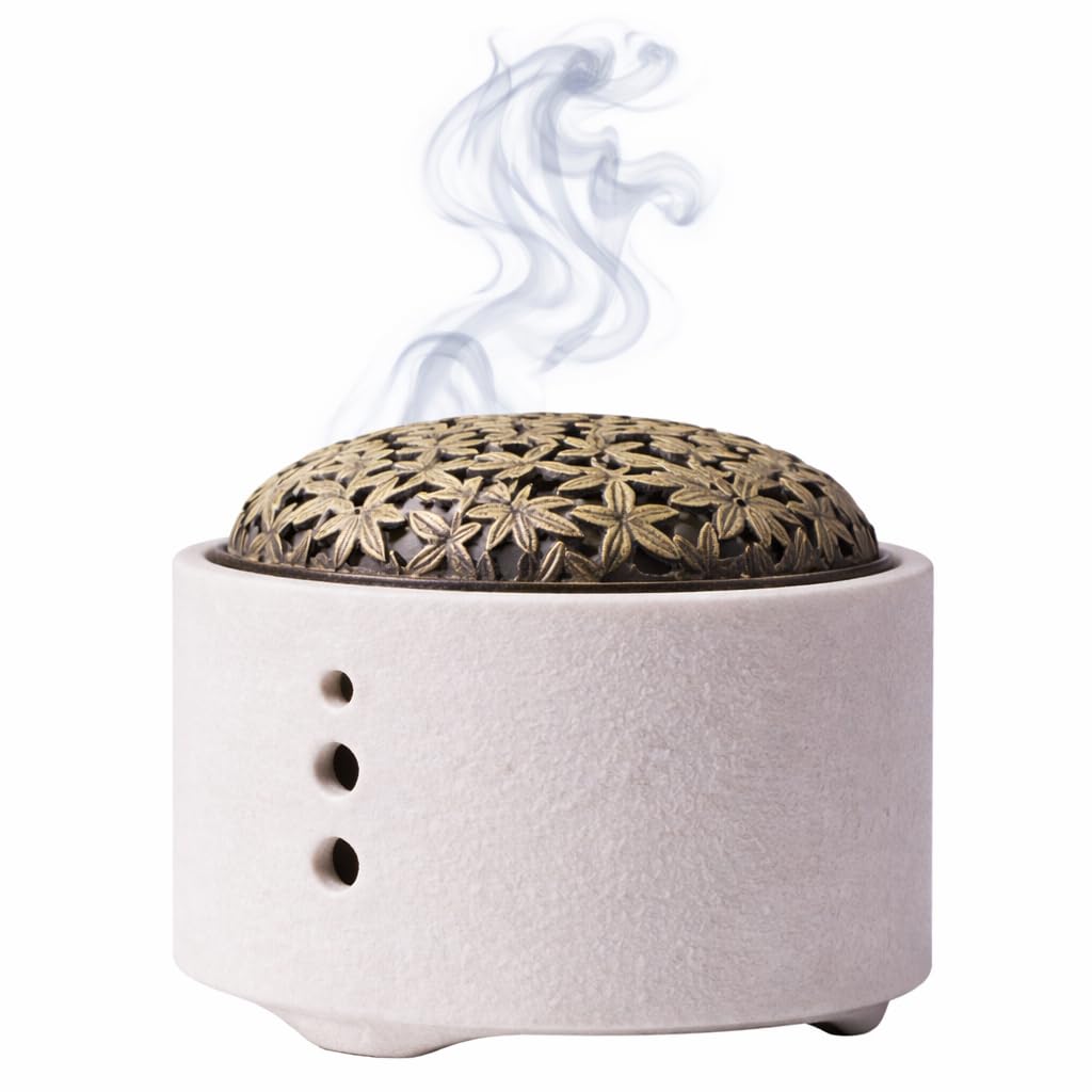 Zen Incense Burner, Minimalist Ceramic Stick Incense Holder for Cone, Stick and Coil Incense for Yoga, SPA, Meditation