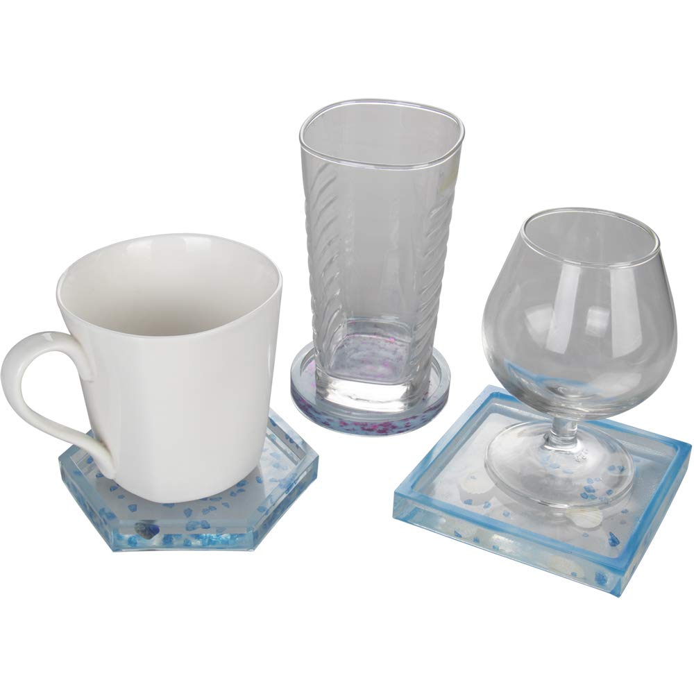 3 Pack DIY Coaster Silicone Mold, Include Round, Square, Hexagon, Molds for Casting with Resin, Cement
