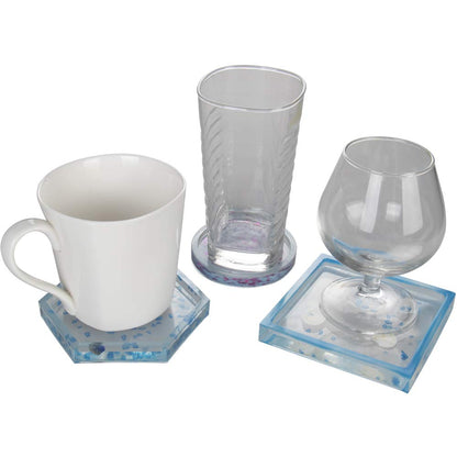 3 Pack DIY Coaster Silicone Mold, Include Round, Square, Hexagon, Molds for Casting with Resin, Cement