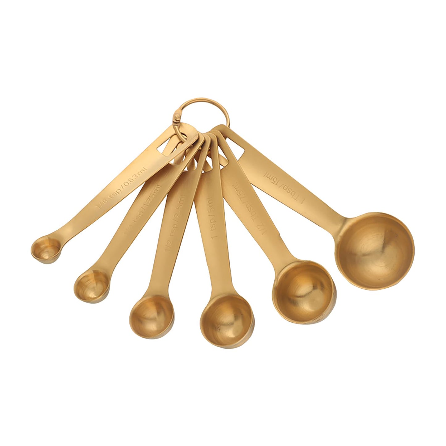 DOCBLACK Measuring Spoons, Heavy Duty 18/8 Stainless Steel Measuring Spoons Cups Set, Set of 6 for Gift Measuring Dry and Liquid Ingredients - Gold