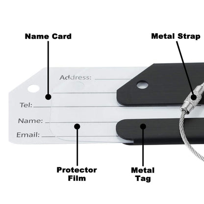 2Pack Black Aluminum Luggage Tag with Name ID Card Perfect to Quickly Spot Luggage Suitcase by Ovener