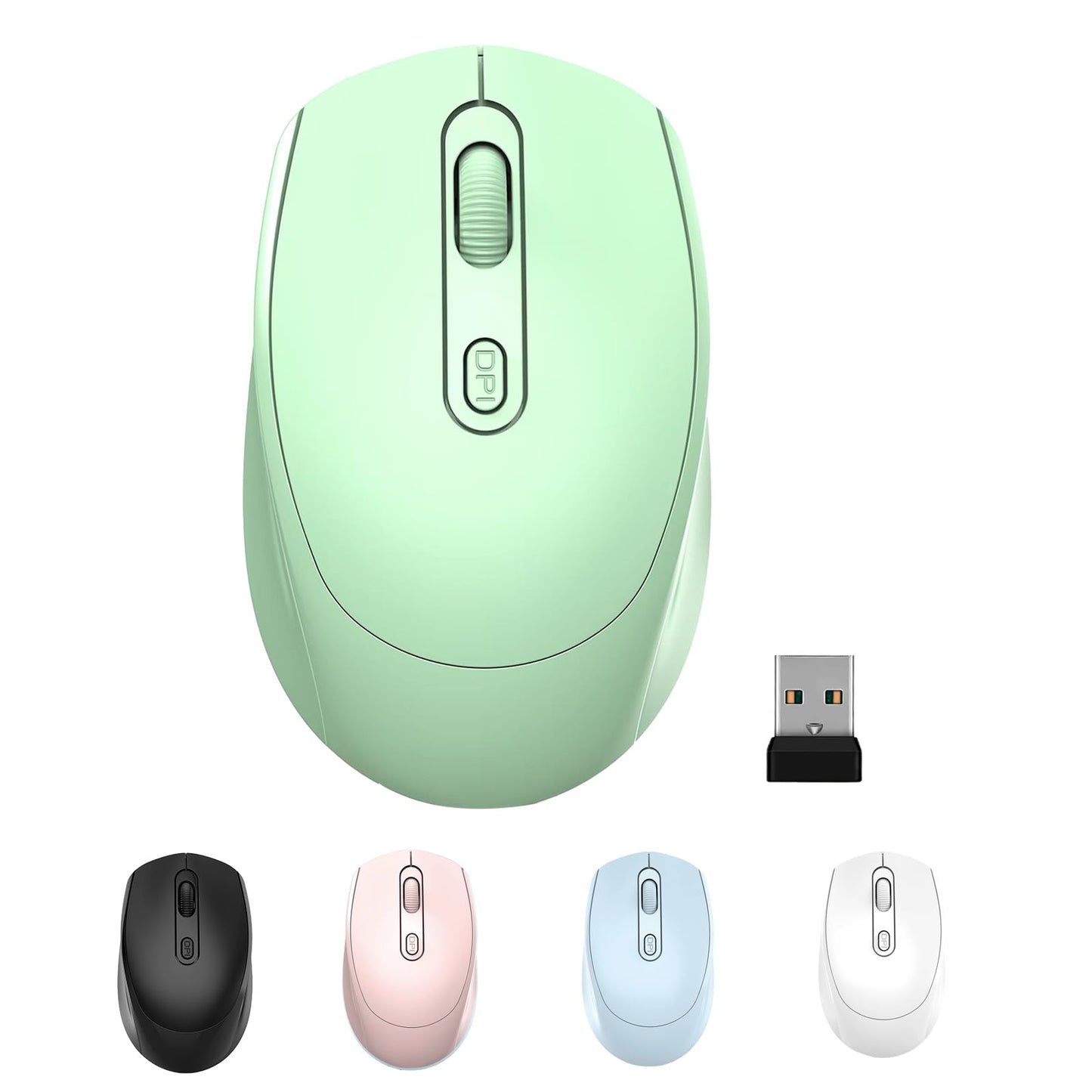 ONE-UP Wireless Mouse, 2.4G, Silent, USB Nano Receiver, for Laptop, Chromebook, PC, Mac, Windows and School Work (Black)