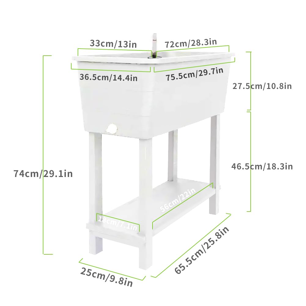 Megawodar 3 Pcs Self Watering Elevated Raised Garden Bed, Large Outdoor Plastic Planter Box Big Flower Plant Pot for Planting Flowers Vegetables and Herbs (3, White)