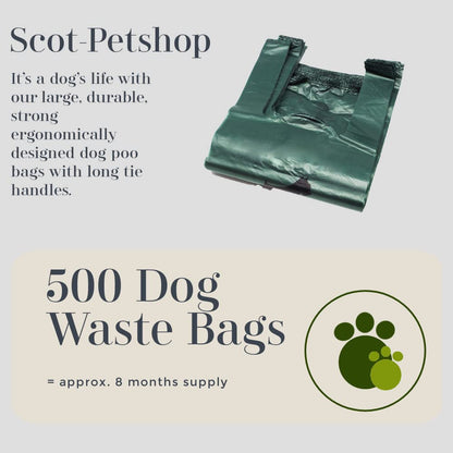 SCOT-PETSHOP Large Green Dog Waste Bags – 500 Poo Bags (Not On A Roll)