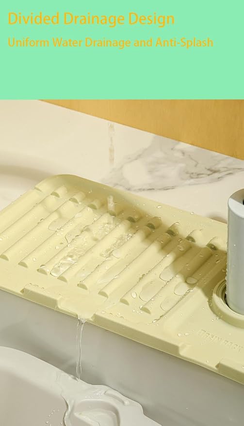 Sink Faucet Absorbing Mat, Kitchen Sink Splash Guard Longer Silicone Sink