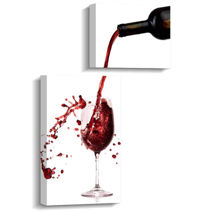 Pinetree Art Wine Wall Decor for Kitchen Modern Kitchen Wall Art Dinning Room Wall Decor 2 Panels Wine Canvas Art for Home Kitchen Decoration (wine a bit)