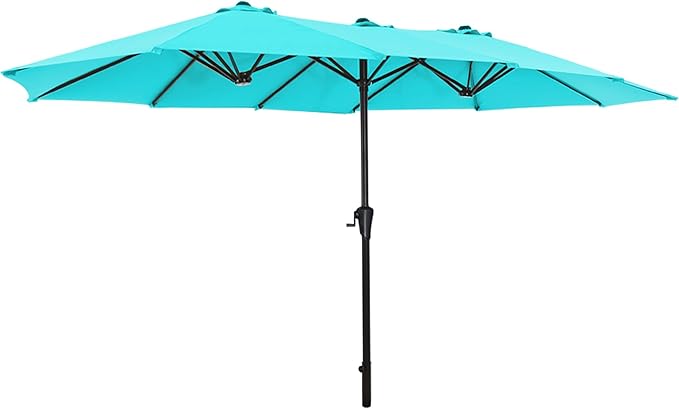 SUPERJARE 13FT Outdoor Umbrella for Patio, Double sided Pool Umbrellas with Fade Resistant Canopy, Large Table Umbrella for Deck, Market, Backyard - Light Blue