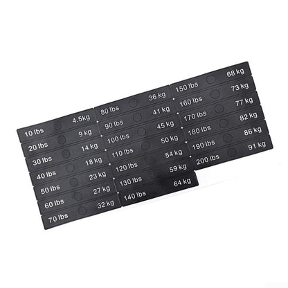 10LB-340LB Fitness Equipment Weight Stickers, PP Labels for Gym Weight Stack Blocks, Quick Identification for Dumbbells Barbells and Cable Machines, Black(10LB-200LB)