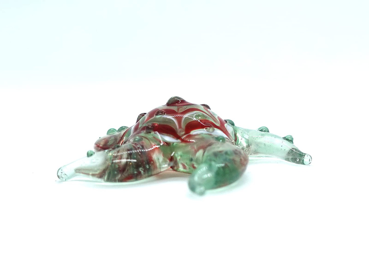 Sansukjai Starfish Tiny Figurines Hand Blown Glass Art Animals Sea Collectible Gift Home Décor (Green Red)