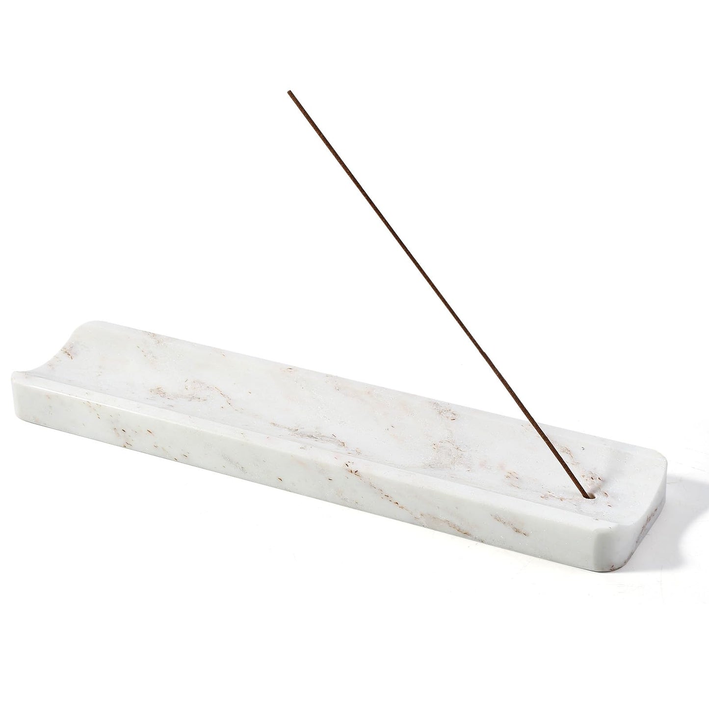 Koville Marble Incense Holder, Incense Holder for Sticks, Incense Sticks Holder Ash Catcher for Meditation Yoga SPA, Natural Stone Incense Burner, Home Table Decor (White&Gold)