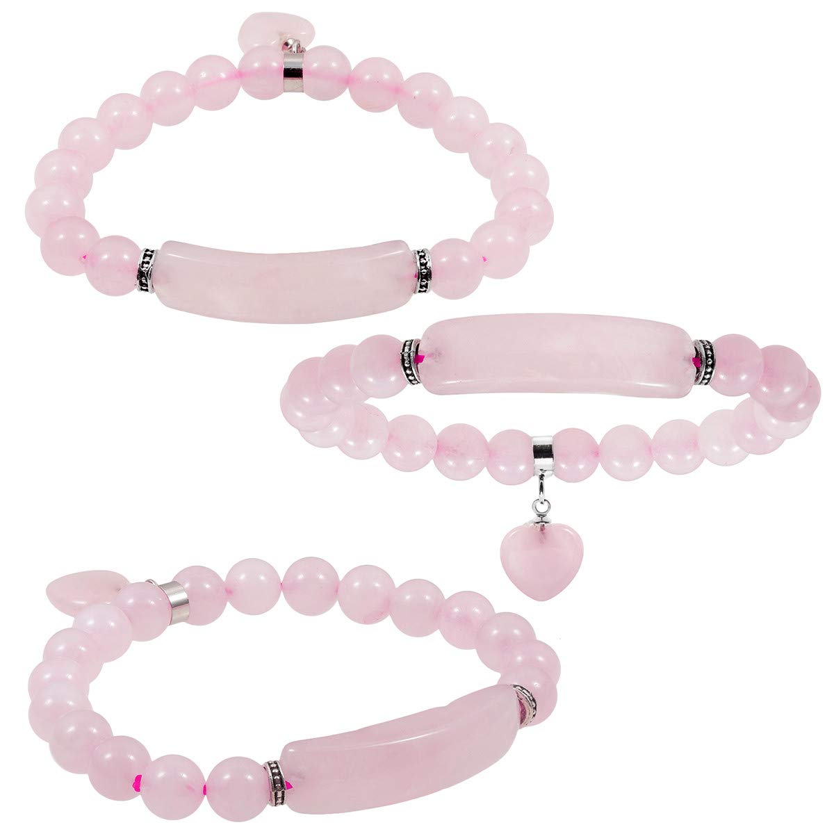 mookaitedecor Rose Quartz Crystal Healing Set of 3, Stone Orgone Pyramid & Stone Pendant & Bracelet Kits for Chakra Reiki Meditation Balancing