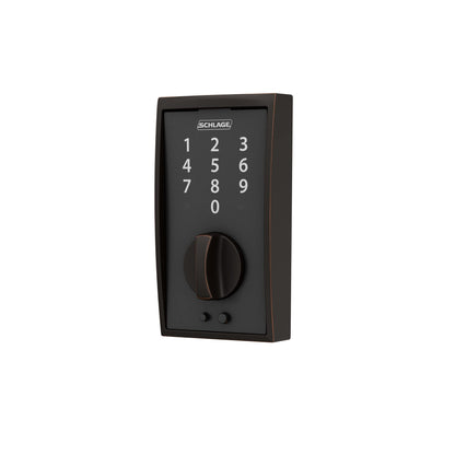 SCHLAGE BE375 CEN 622 Touch Keyless Touchscreen Electronic Deadbolt Lock, Matte Black