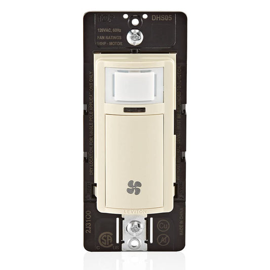 Leviton Humidity Sensor Switch for Bathroom Exhaust Fan, Automate Ventilation, Air Circulation, Moisture Control, ¼ HP, Single Pole, DHS05-1LW, White