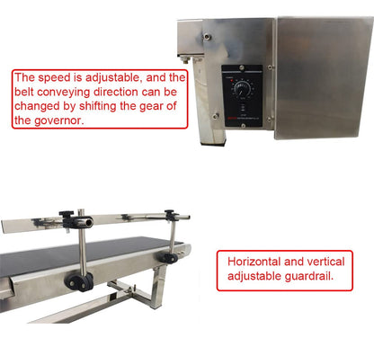 INTBUYING Desktop PVC Conveyor Belt Industrial Drive Flat Belt Conveyor Adjustable Speed Motor 59"x7.8" Stainless Steel
