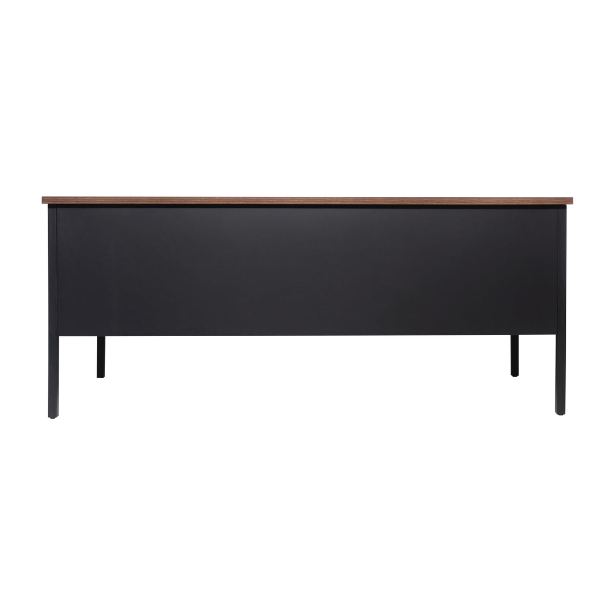 Flash Furniture Cambridge Right Side Single Pedestal Desk with 3 Locking Drawers, Commercial Grade Teacher's or Office Desk, 30x60, Metal Frame, Walnut/Black