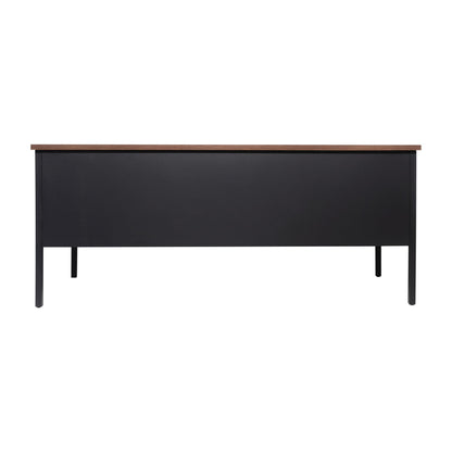 Flash Furniture Cambridge Right Side Single Pedestal Desk with 3 Locking Drawers, Commercial Grade Teacher's or Office Desk, 30x60, Metal Frame, Walnut/Black