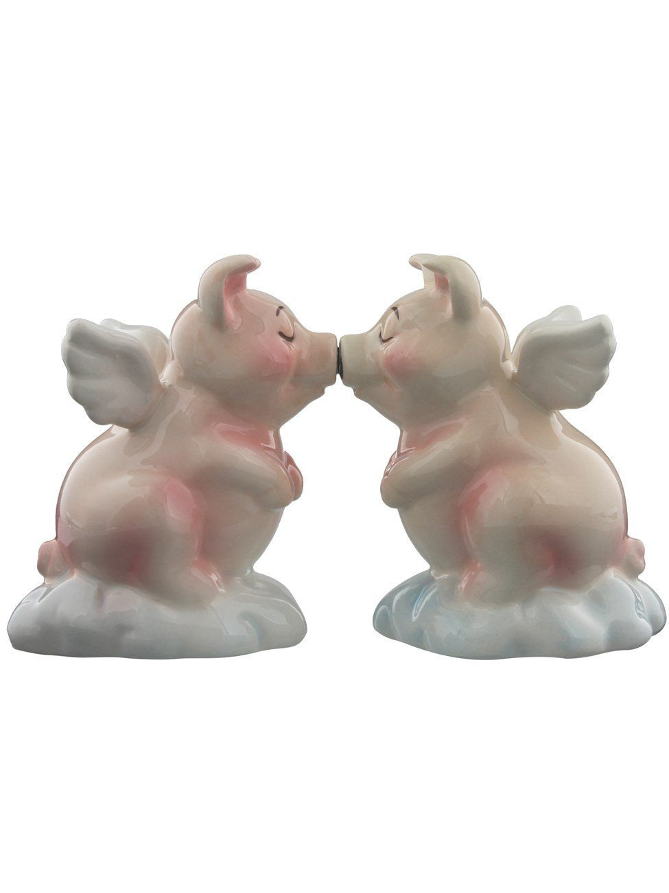 Hog Heaven Pigs with Wings Ceramic Magnetic Salt and Pepper Shaker Set