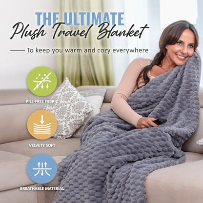 BOACAY Packable Travel Blanket for Airplane, Car - Compact Office Blanket - Portable Pillow for Adults, Kids with Case, Luggage Sleeve, Backpack Clip