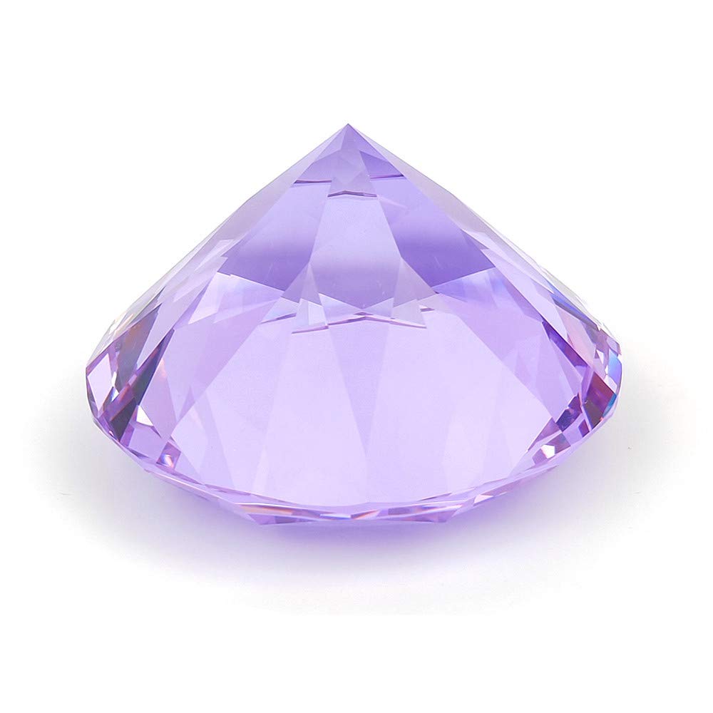 Crystal Glass Diamond Shaped Decoration 60mm Jewel Paperweight,Gift Decoration Idea for Christmas, Thanksgiving and Birthday (Purple)