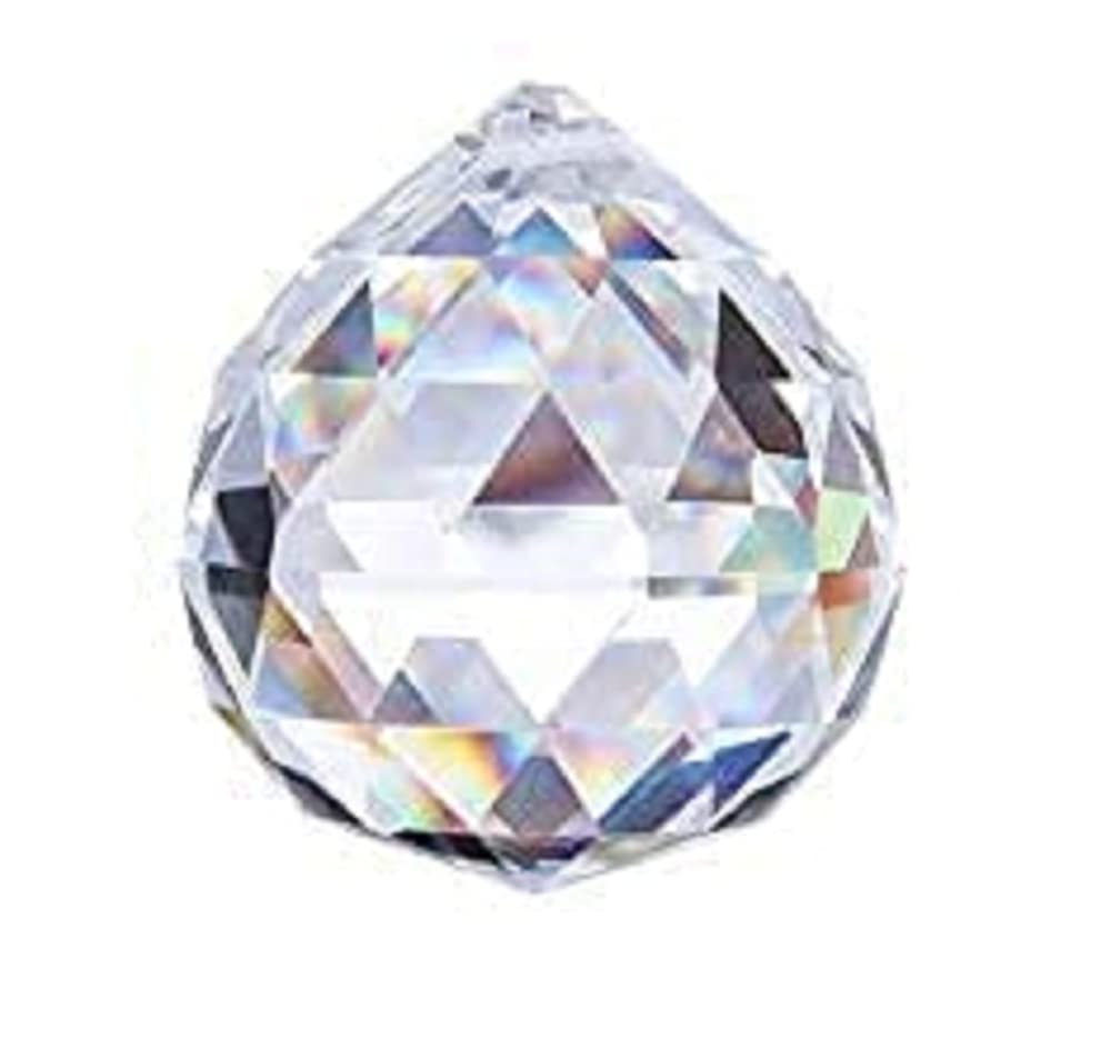 Fengshui Clear Crystal Hanging Ball with Red Thread for Good Luck & Prosperity Suncatcher Home Decor/Gifting -1pc