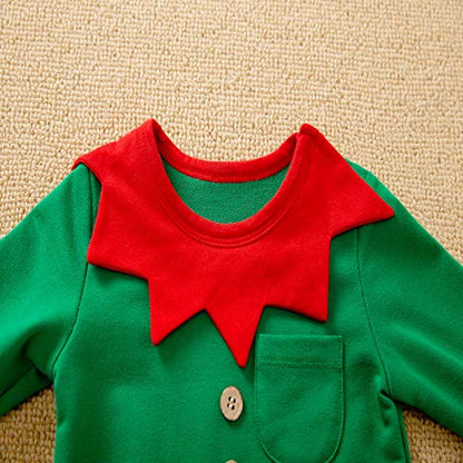 Hifot My First Christmas Baby Girl Boy Romper Newborn Clothes Long Sleeve Jumpsuit + Hat Infant Outfits Set