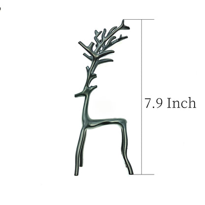 Two-Piece Set of Black Reindeer Statues,Modern Metal Ornaments,Elegant Indoor Festive Table Settings, Suitable for Fireplace mantels, Living Rooms, bedrooms, Offices, and Other Home décor.