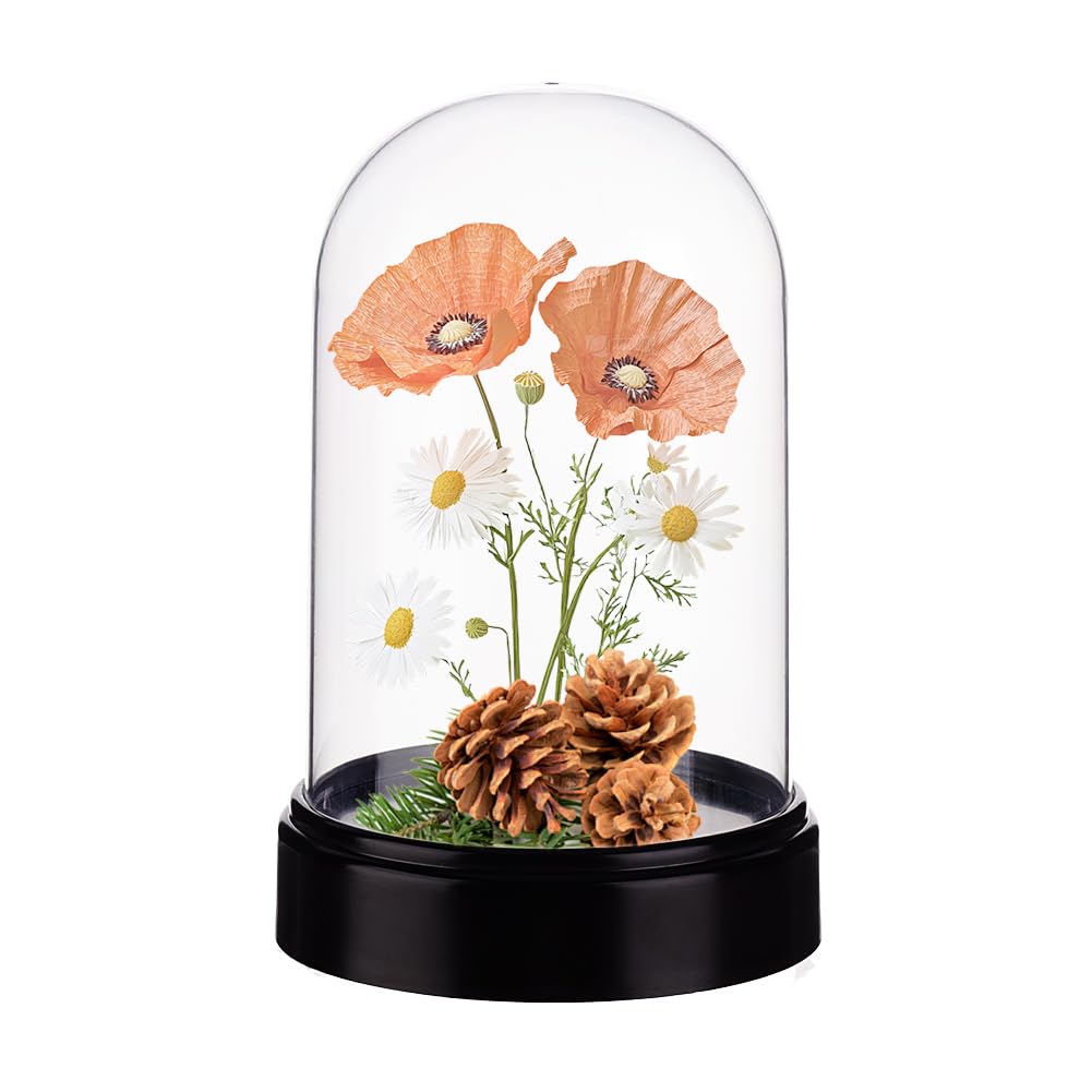 AHANDMAKER Acrylic Display Dome Case Cloche Globe, 9.3 x 13.5cm Black Base Crystal Dome Bell Jar Display Case for Figures Flowers Plants Bouquets Photos Tabletop Wedding Decorations