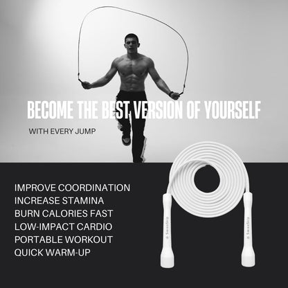 SwissSkip Speed Jump Rope by Dayan Kolev, 5mm PVC Skipping Rope, for Beginners and Advanced Athletes, Ideal for Fitness, Cardio, Boxing & CrossFit, Adjustable length with Unbreakable Handles (Black)