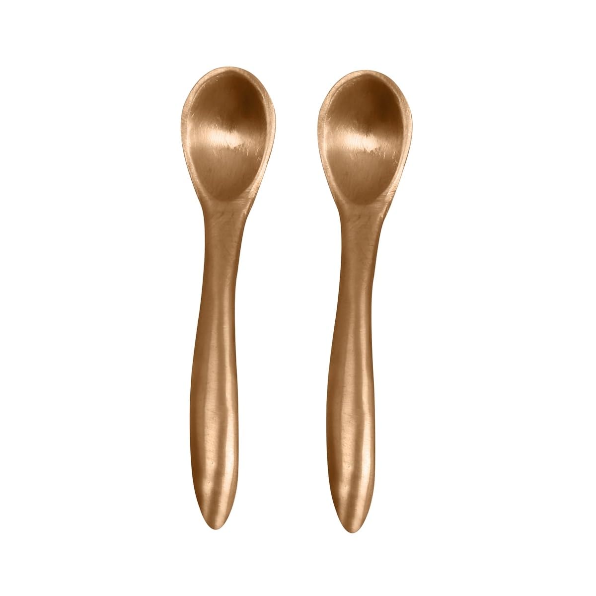 De Kulture Handmade Pure Bronze Kansa Salt Spoon, Premium Deluxe Tableware Classic Gold Burnished Utilitarian Flatware Food Grade Cutlery Set of 2, 3.5x0.5 (LW) Cms