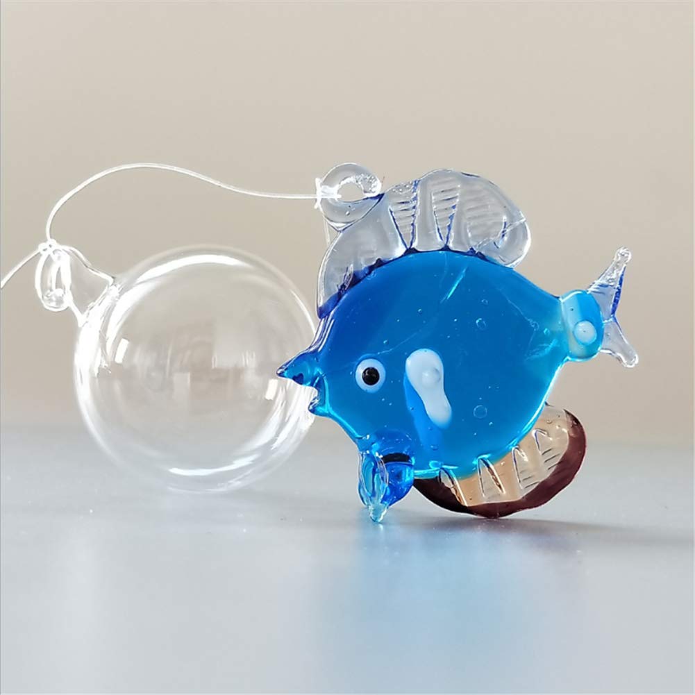 ZHU IN SY Fish Tank Ornaments Color Bubble Fish Miniature Hand Blown Tropical Fish Figurine Art Glass Sea Animals Collection,Set of 6 for Small and Medium Fish Tanks (2)