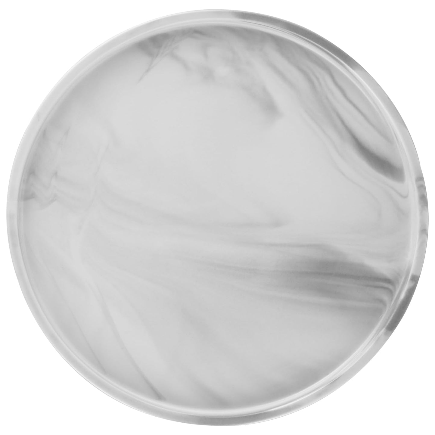 Sanbege 12" Large Ceramic Vanity Tray, Circle Perfume Plate Organizer, Jewelry Holder Dish, Non Slip Decorative Tray for Bathroom, Bedroom, Kitchen, Coffee Table (Marble Grey)