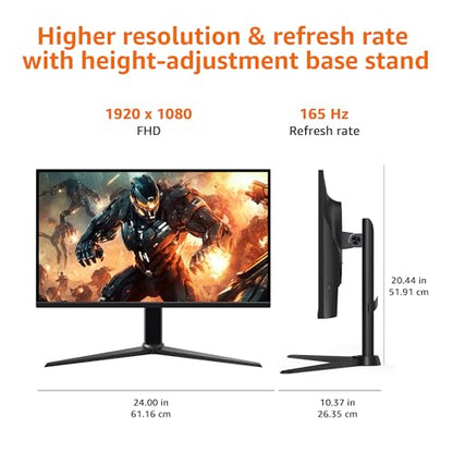 Amazon Basics 24 in Monitor, FHD 1080P, Max 100Hz, VESA Compatible, Built-in Speakers, Black